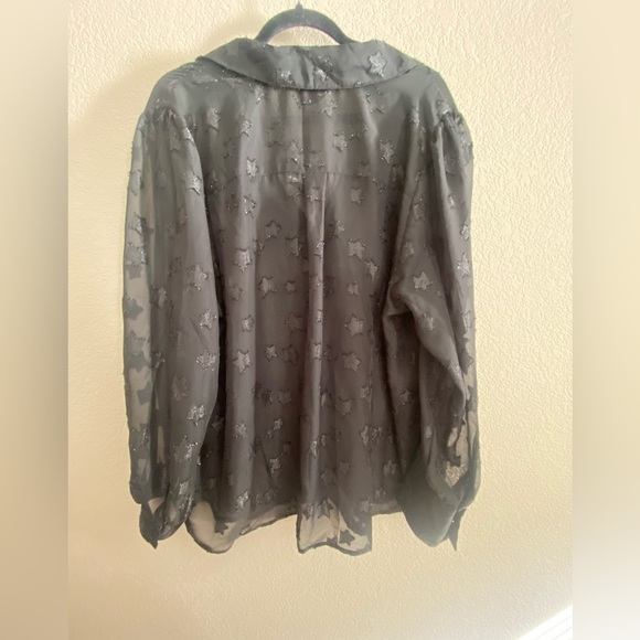 NWT Torrid Top Blouse Womens Size 2X whimsigoth Lace sheer Black Long Sleeve - Picture 3 of 5